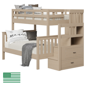 Amish Fairbanks Twin & Full Bunk Bed with Stairs & Drawers
